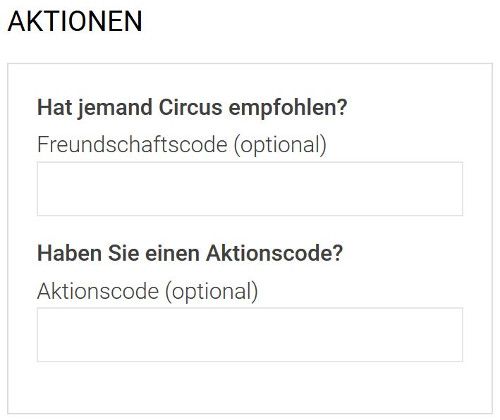 circus aktionscode